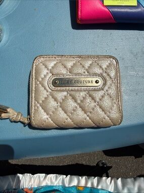 Juicy Couture Metallic Gold Quilted Wristlet Card Wallet
